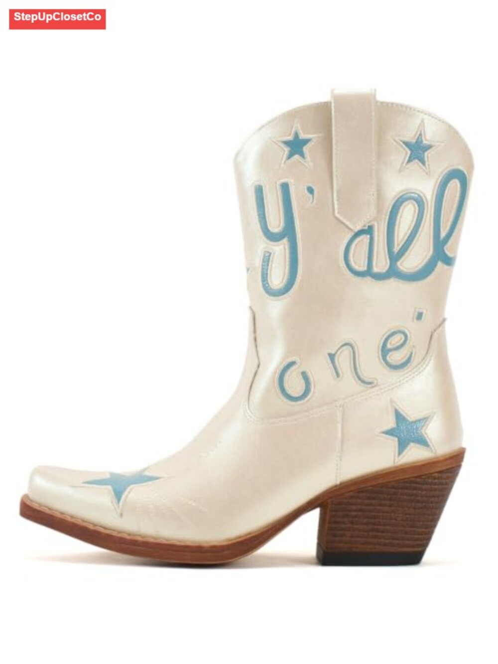 Cowboy Ankle Boots for Women with Embroidery, Distressed Synthetic Leather, - Picture 3 of 6